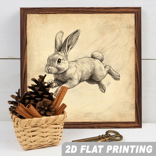Running bunny sketch wooden - sketch,