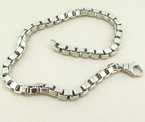 4mm sterling silver box - silver, link