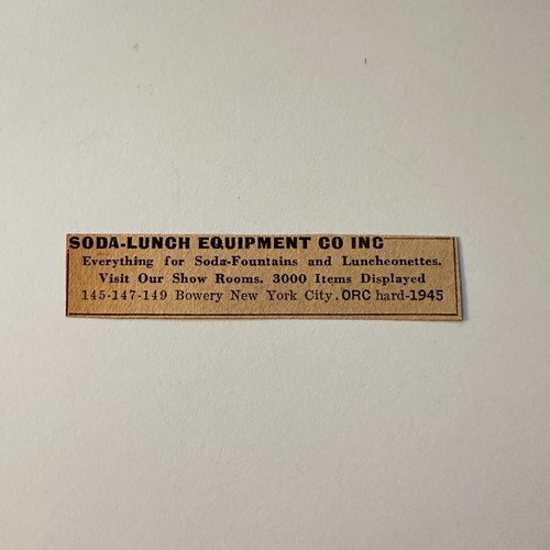 Soda lunch equipment inc - co.,