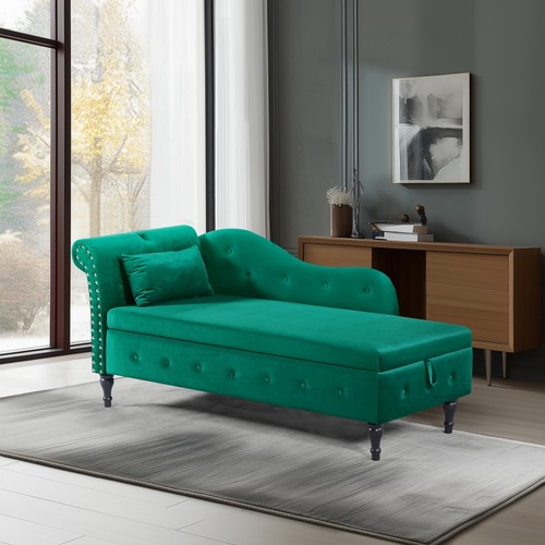 Velvet storage chaise - 60",