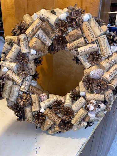 Wine cork wreath pine - wine,