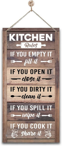 Kitchen rules sign rustic - kitchen,