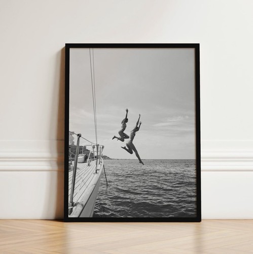 Black and white sailboat ocean - and,