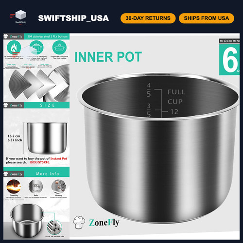 6qt stainless steel inner pot - 6qt,