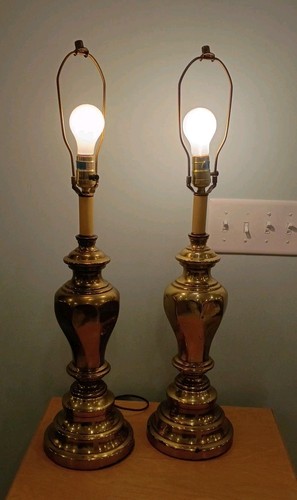 Pair vintage brass hollywood - brass,