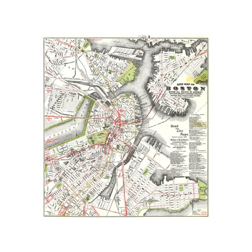1920 boston vintage map - 1920,
