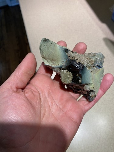 Blue slag glass chunk rock - blue,