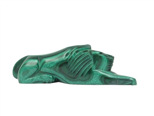 Malachite carved lion green - malachite,