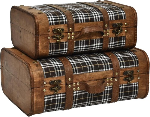 Vintage wooden suitcase set - set, of