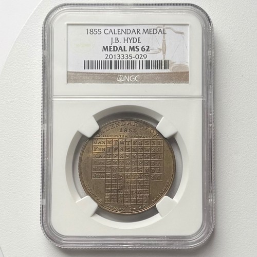 1855 calendar medal hyde - j.b.,
