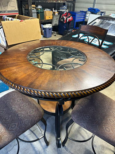 Piece round wood glass - 5-piece, &