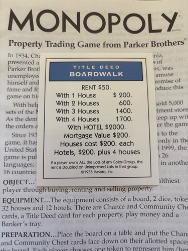 Vtg 1999 monopoly - vtg, boardwalk