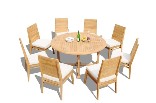 9pc grade teak dining set - teak,
