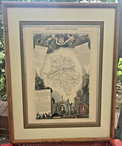 Vintage wood framed map print - framed,