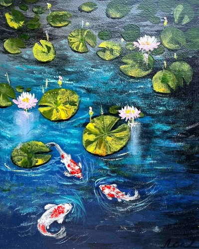 Koi fish original acrylic - koi,