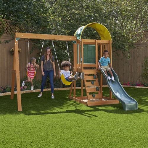 Wooden swing set playground - wooden,