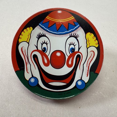 Vintage clown faced metal tin - vintage,