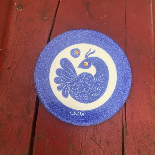 Enamel copper bird plate - enamel,