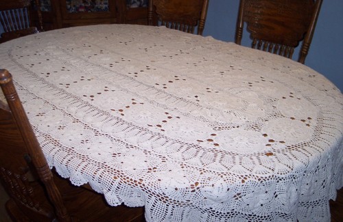 Vintage old crochet tablecloth - old,