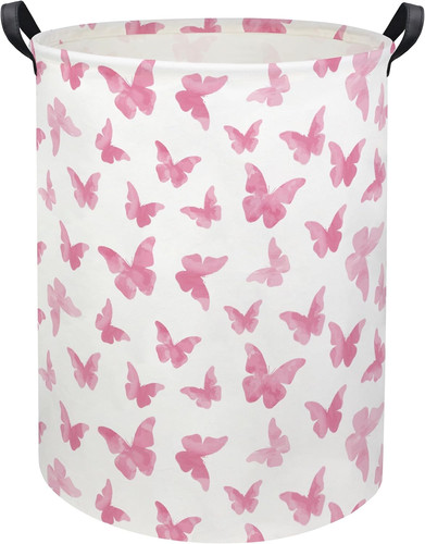 Butterfly pink laundry hamper - pink,
