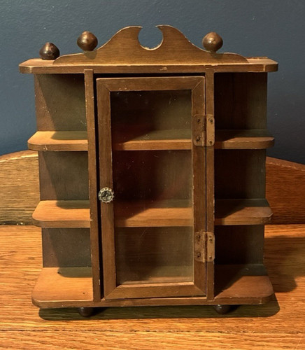 Vintage wooden curio cabinet - curio,