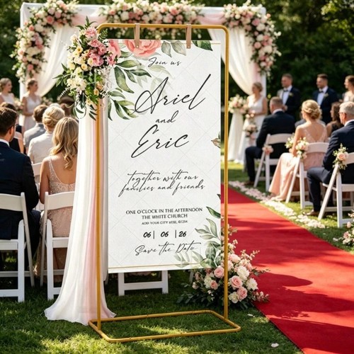 Gold metal wedding welcome - gold,