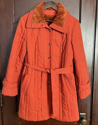 Vtg quilt coat - 14, faux