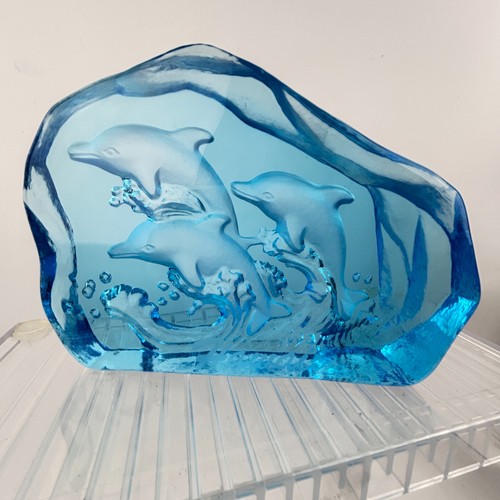 Aquamarine blue glass dolphin - aquamarine,