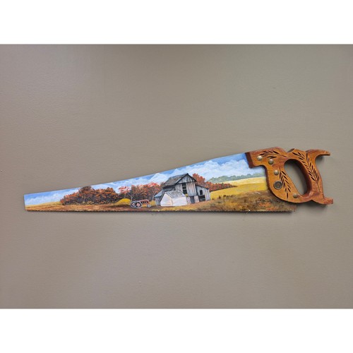 Vintage hand painted saw art - hand,