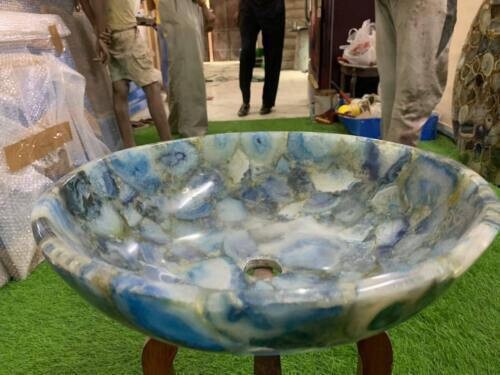 Natural blue agate - 18", stone