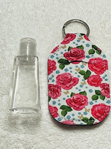 Pink red roses keychain - pink, &