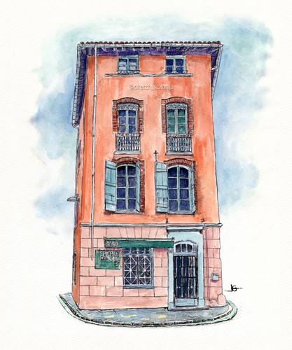 Custom watercolor house - house, or