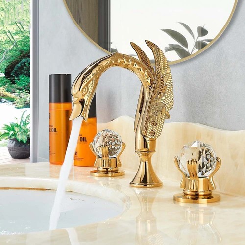Gold swan bathroom sink faucet - gold,