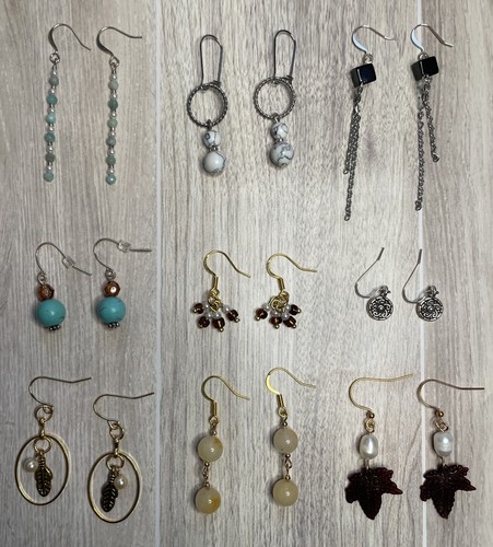 Nine pairs earrings - pairs,