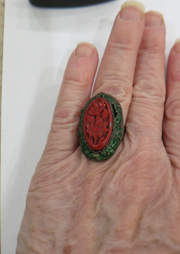 Old brass ring with rare - ring,