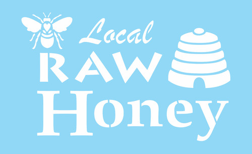 Local raw honey stencil - local,