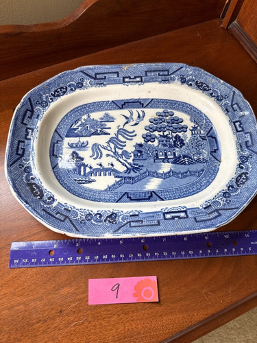 Antique blue willow platter - willow,