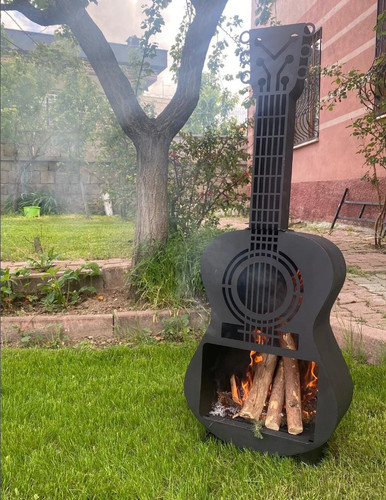 Fire pit metal guitar - fire, pit,