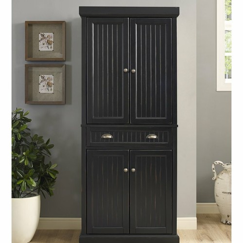 Black wooden kitchen - black, pantry