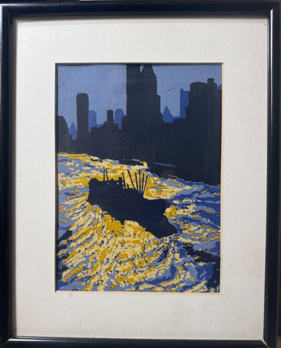 Vintage river and cityscape - vintage, "river