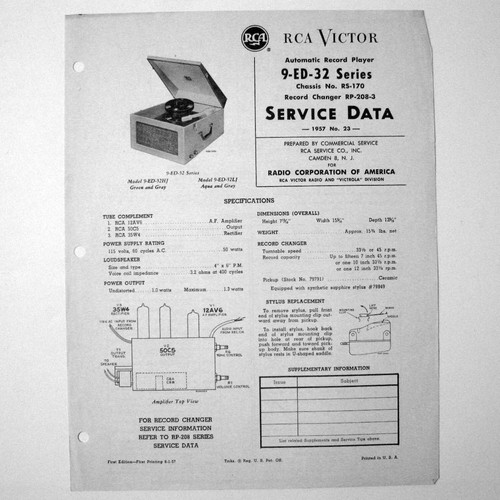 Rca model ed - model, portable