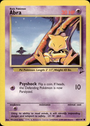 Pokemon base set common abra - pokemon,