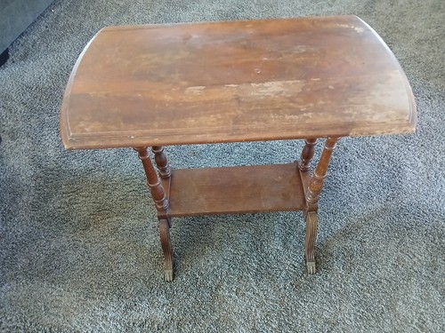 Antique wood end table - antique,