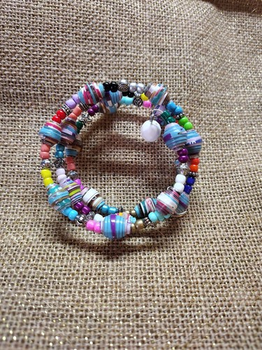 Paper bead bracelet - paper,