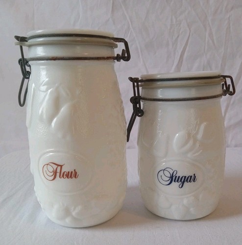 Wheaton milk glass canisters - wheaton,