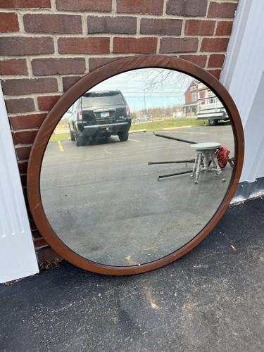 Round mirror wood - mirror,