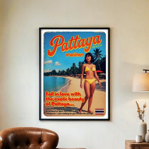 Pattaya beach poster vintage - pattaya,