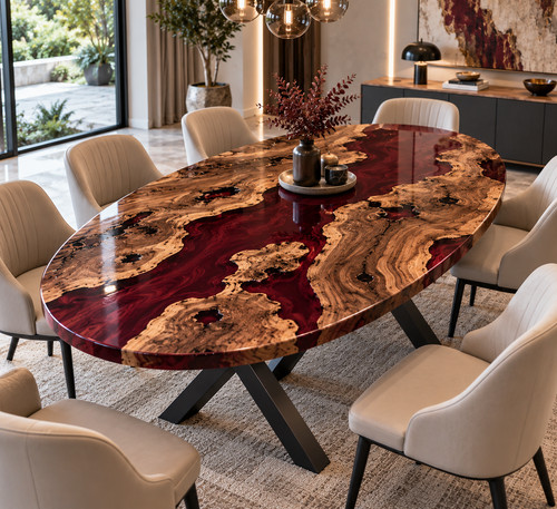 Live edge burl wood burgundy - live,