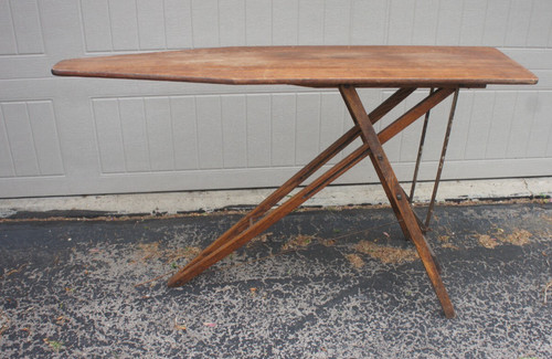 Antique oak wood ironing board - antique,