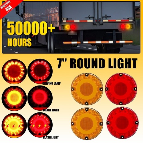 7inch round red amber led - 7inch,